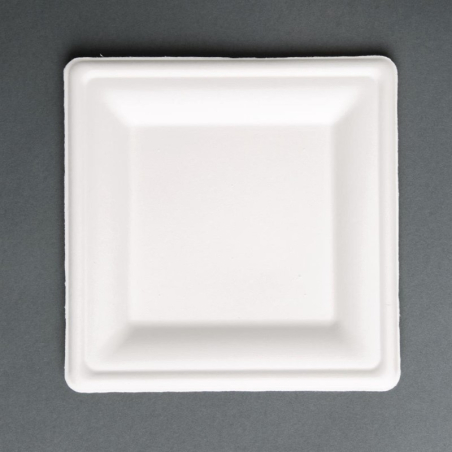 Assiettes carr&eacute;es compostables en bagasse Fiesta Compostable 261mm (lot de 50)