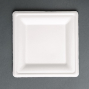 Assiettes carr&eacute;es compostables en bagasse Fiesta Compostable 261mm (lot de 50)