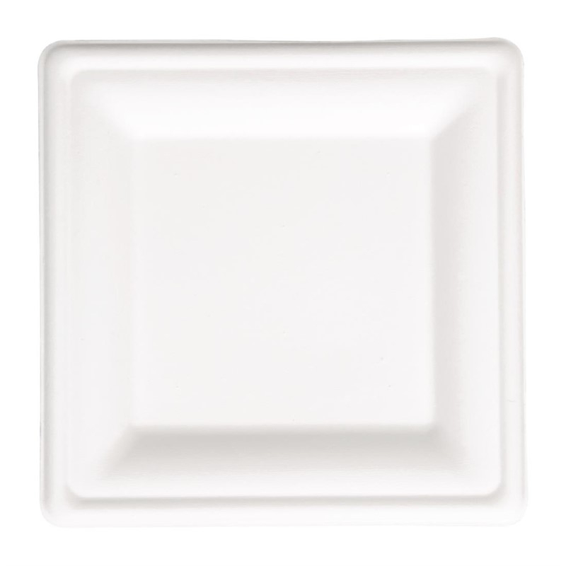 Assiettes carr&eacute;es compostables en bagasse Fiesta Compostable 261mm (lot de 50)