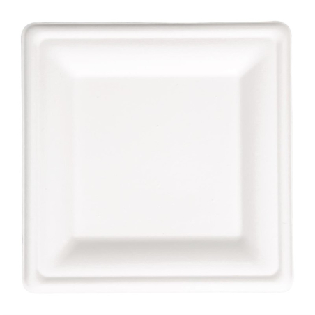 Assiettes carr&eacute;es compostables en bagasse Fiesta Compostable 261mm (lot de 50)