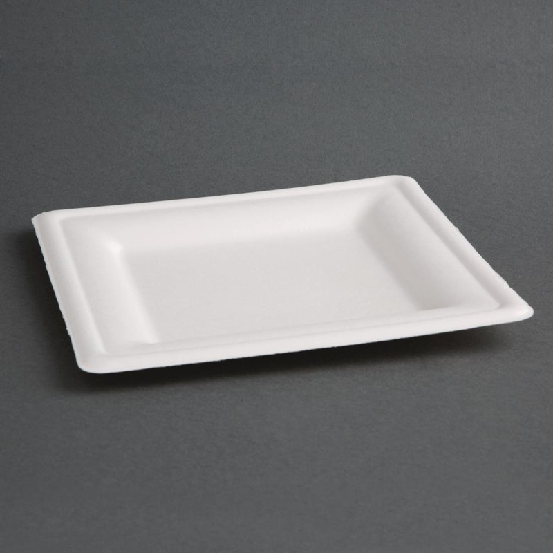 Assiettes carr&eacute;es compostables en bagasse Fiesta Compostable 261mm (lot de 50)