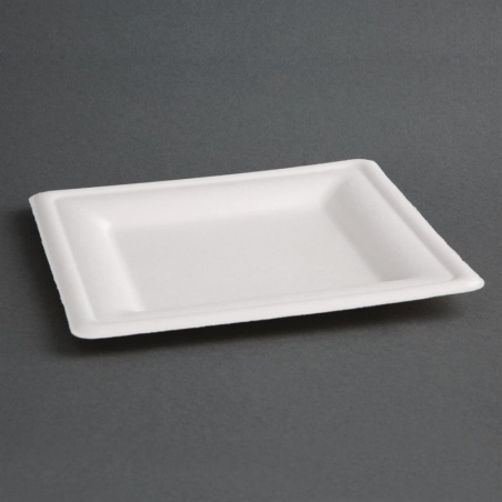 Assiettes carr&eacute;es compostables en bagasse Fiesta Compostable 261mm (lot de 50)