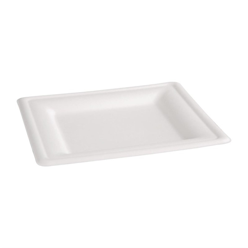 Assiettes carr&eacute;es compostables en bagasse Fiesta Compostable 261mm (lot de 50)