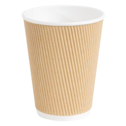 Gobelets boissons chaudes kraft paroi isolante ondul&eacute;e Fiesta Recyclable 340ml (lot de 25)