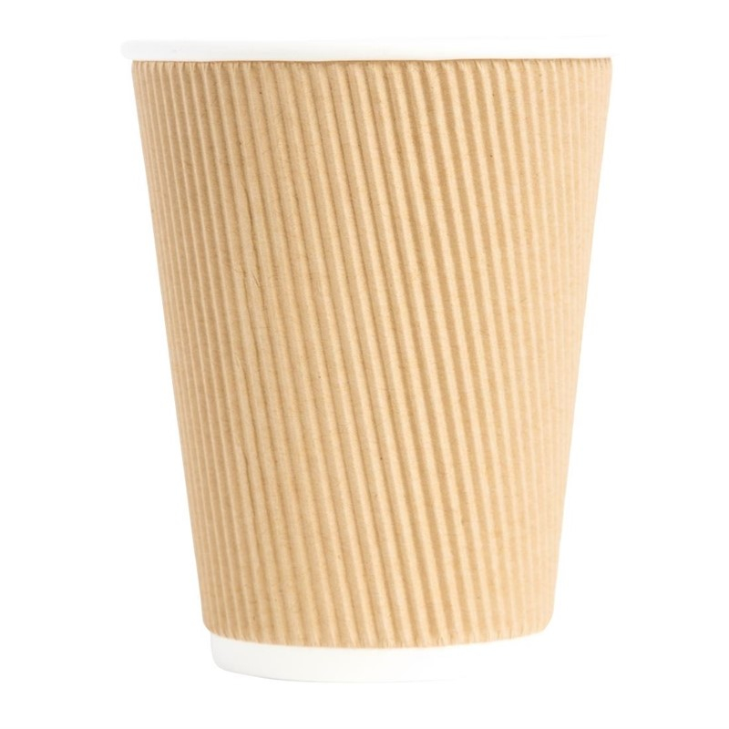 Gobelets boissons chaudes kraft paroi isolante ondul&eacute;e Fiesta Recyclable 340ml (lot de 25)