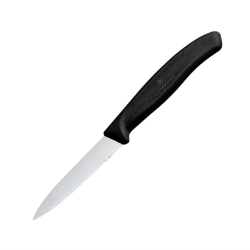 Couteau d'office dent&eacute; pointu Victorinox 8cm noir