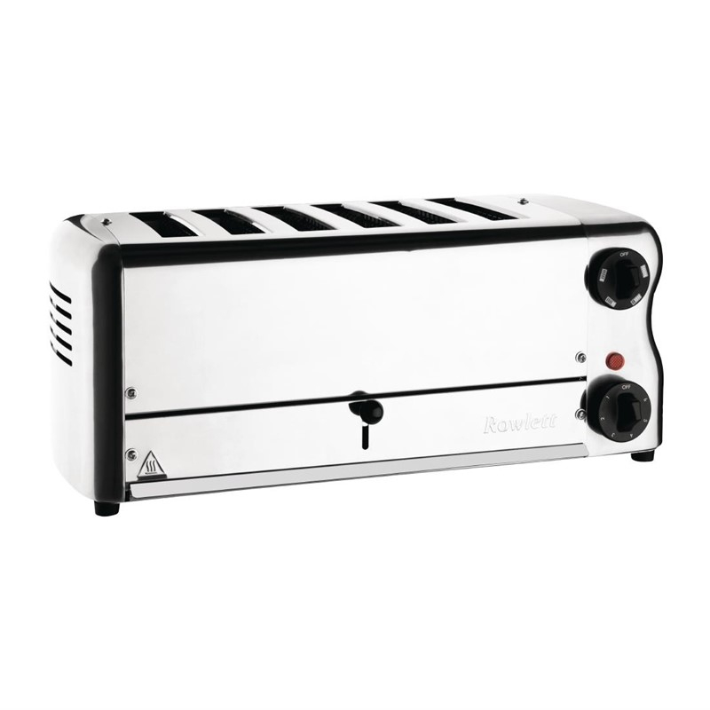 Grille-pain 6 fentes avec grille sandwich et r&eacute;sistance suppl&eacute;mentaire Rowlett Esprit chrom&eacute;