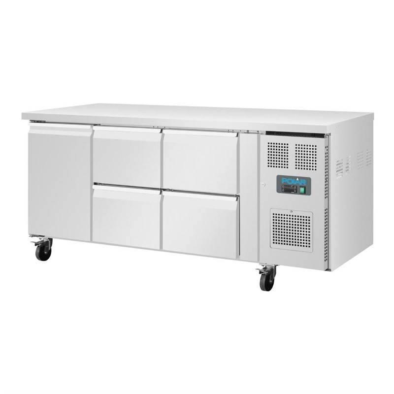 Table r&eacute;frig&eacute;r&eacute;e positive 1 porte 4 tiroirs Polar S&eacute;rie U 358L