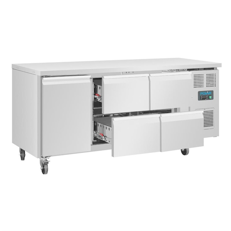 Table r&eacute;frig&eacute;r&eacute;e positive 1 porte 4 tiroirs Polar S&eacute;rie U 358L