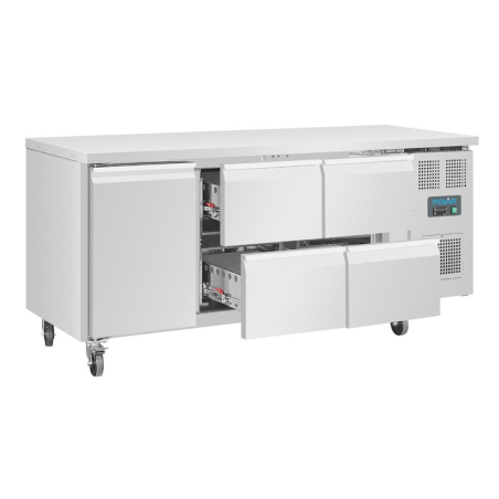 Table r&eacute;frig&eacute;r&eacute;e positive 1 porte 4 tiroirs Polar S&eacute;rie U 358L