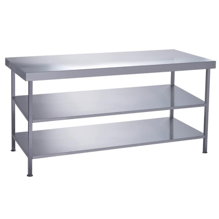 Table centrale inox enti&egrave;rement soud&eacute;e avec 2 &eacute;tag&egrave;res inf&eacute;rieures Parry 1200x600mm
