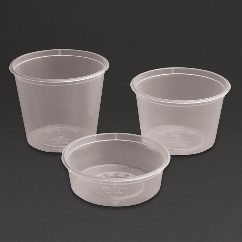 Pots &agrave; sauce micro-ondables en plastique Fiesta Recyclable 100ml (lot de 100)