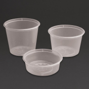 Pots &agrave; sauce micro-ondables en plastique Fiesta Recyclable 100ml (lot de 100)