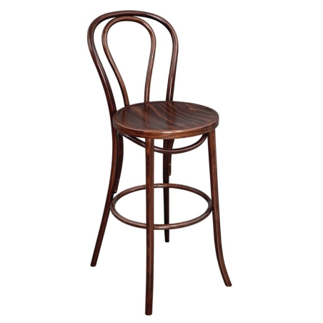 Tabouret haut bistro en bois courb&eacute; Fameg noyer