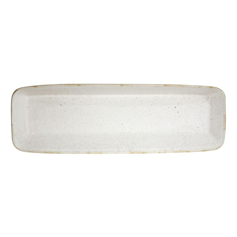 Plats &agrave; four rectangulaires Churchill Stonecast Hints blanc orge 160 x 530 mm (lot de 2)