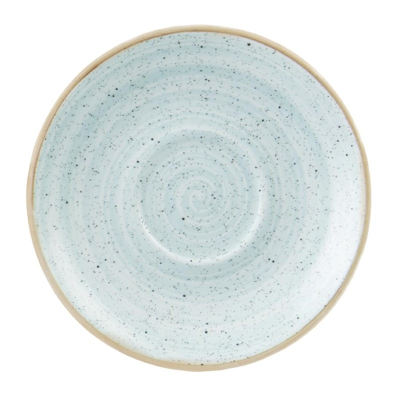 Soucoupes &agrave; cappuccino rondes Churchill Stonecast bleues 185mm (lot de 12)