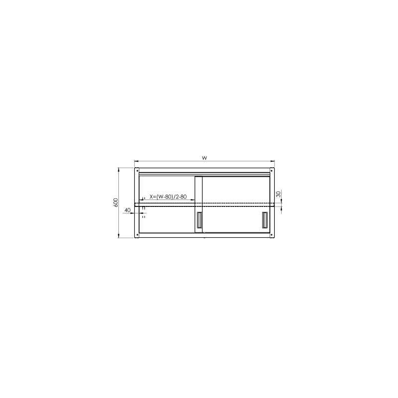 Wandkast, schuifdeuren 800x400x600 mm, om te worden gemonteerd