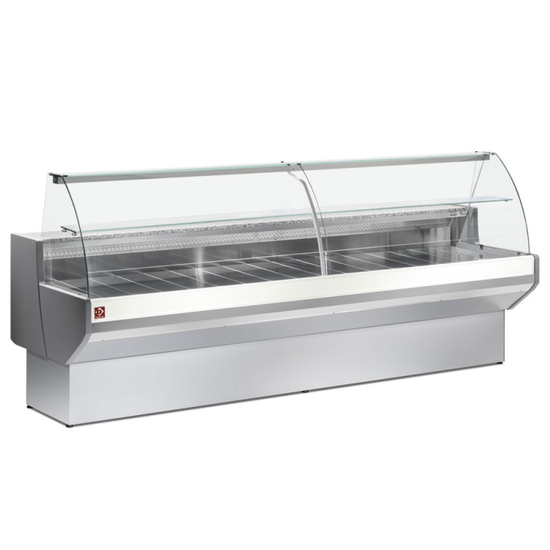 Gekoelde toonbank met gebogen glasruit en reserve - GRIJS/WIT - Diamond - ML10/E8-R2
