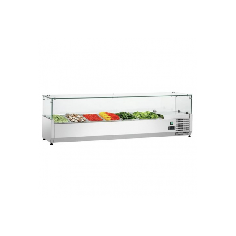 Vitrine R&eacute;frig&eacute;r&eacute;e Saladette &agrave; Ingr&eacute;dients - 8 bacs GN 1/4 - Largeur 1.8m