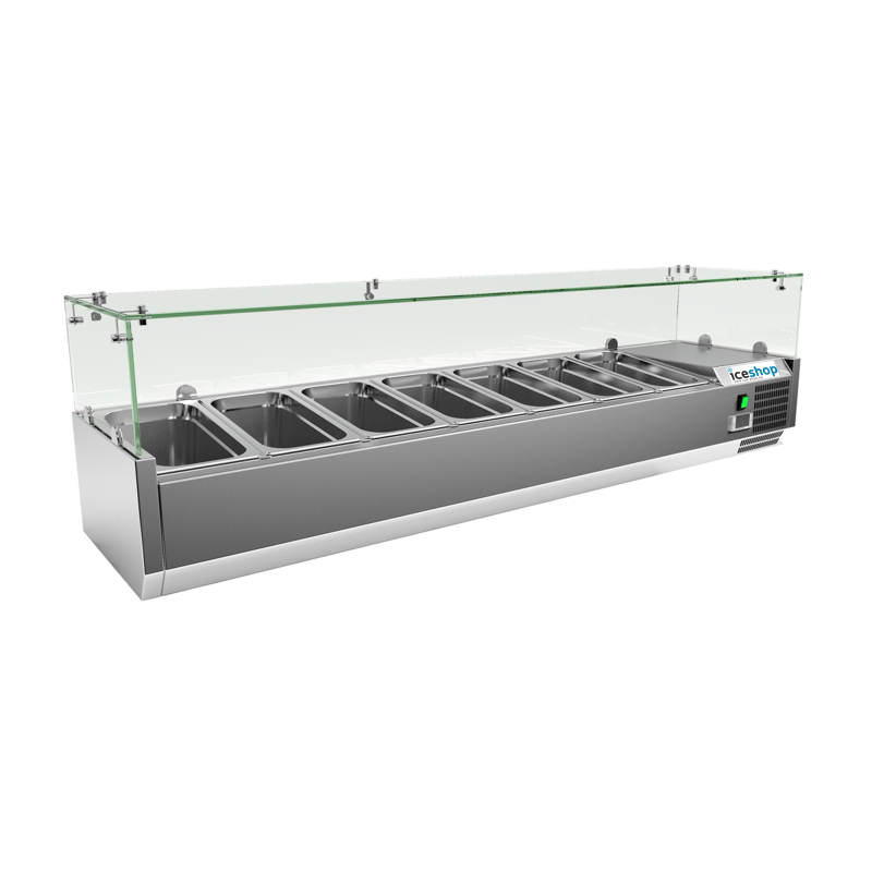 Gekoelde vitrine voor salades en ingredi&euml;nten - 7 GN 1/3-bakken - Breedte 1,6 m