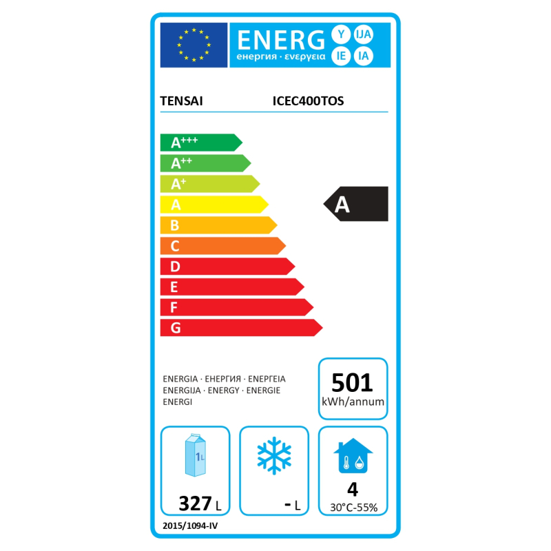 Coffre frigorifique positif porte coulissante, 327 Litres - ICEC400TO