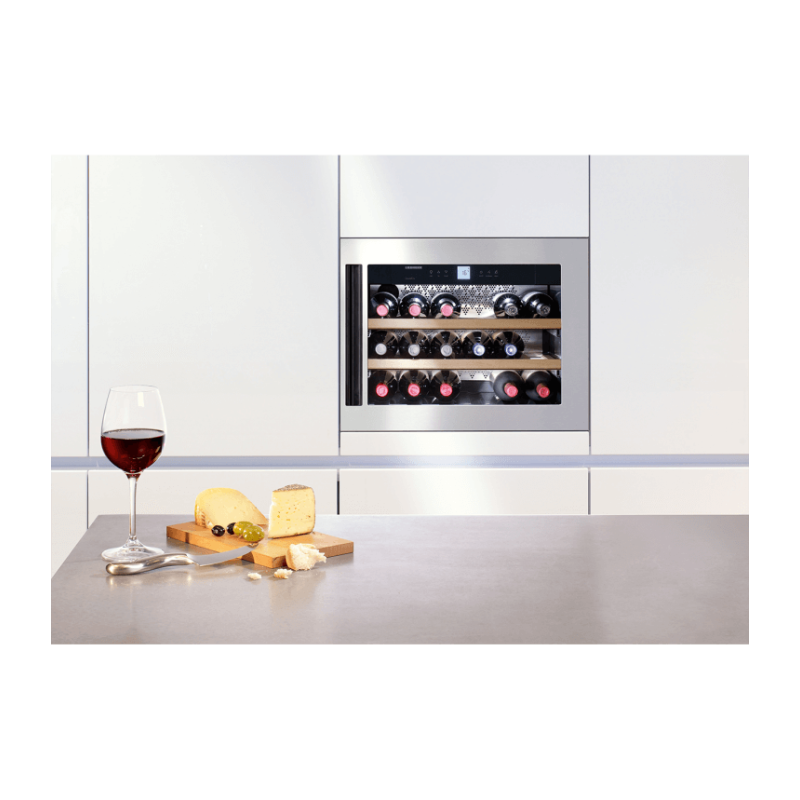 Armoire &agrave; Vin Encastrable Porte en Acier Inox - WKEes 553-26 - Liebherr