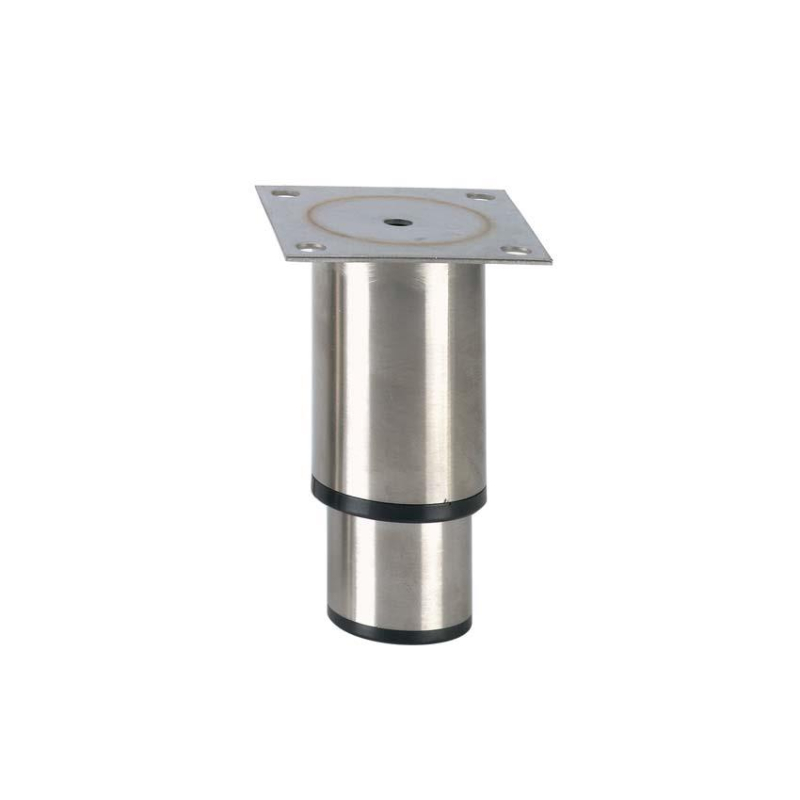 Pied reglable inox - 145mmh - 90x90mm Plaque inox - semelle synth. Noire - LSP-2300-020 - Linum