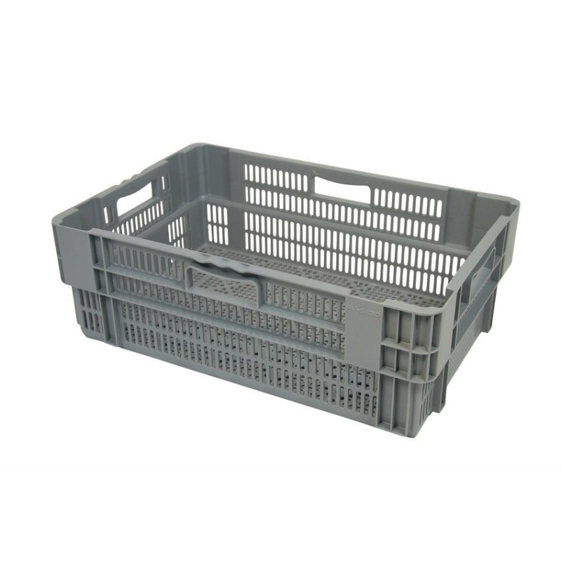 Euronorm bac gerbable emboitable - 38l 600x400x200mm - fond et cotes ajoures - NMP-6204-050 - Linum