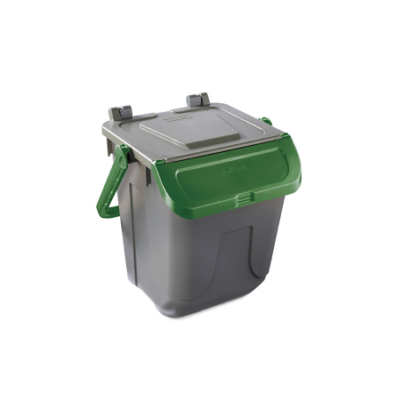 Poubelle avec couvercle basculant Corps gris - couvercle vert - 25l - ECG-0025-040 - Linum
