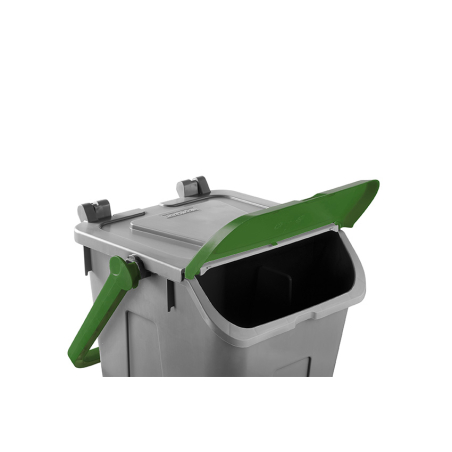 Poubelle avec couvercle basculant Corps gris - couvercle vert - 25l - ECG-0025-040 - Linum