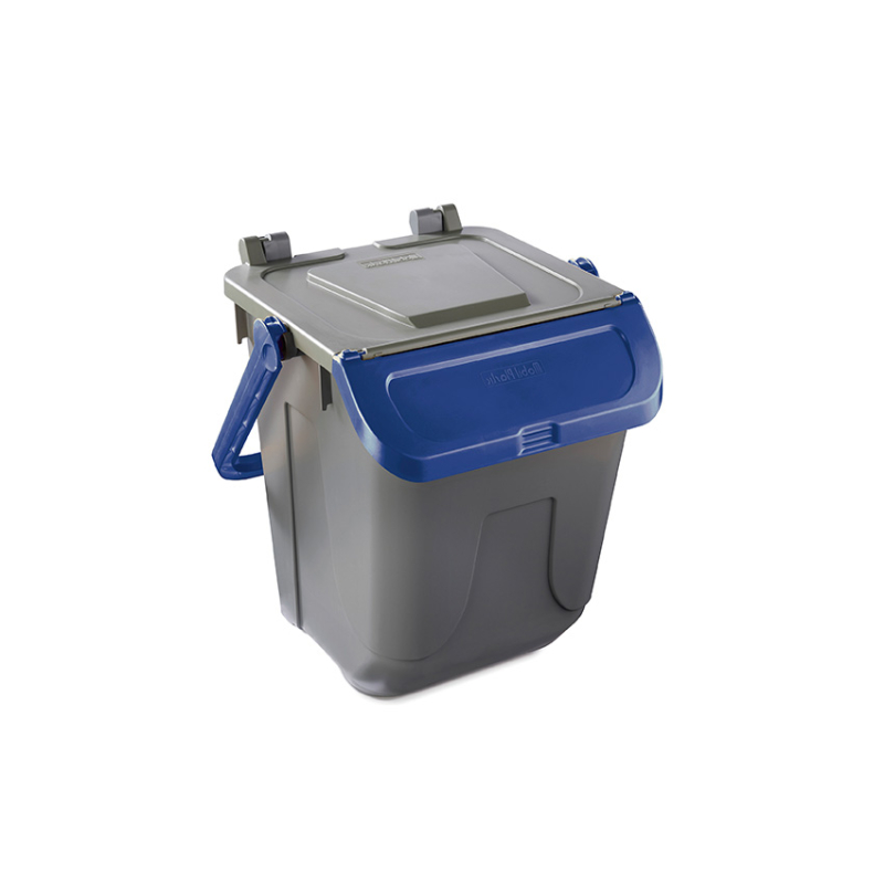 Poubelle avec couvercle basculant Corps gris - couvercle bleu - 25l - ECG-0025-060 - Linum