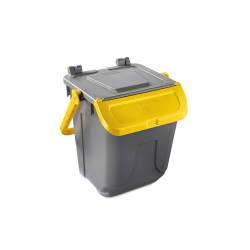 Poubelle avec couvercle basculant Corps gris - couvercle jaune - 25l - ECG-0025-080 - Linum