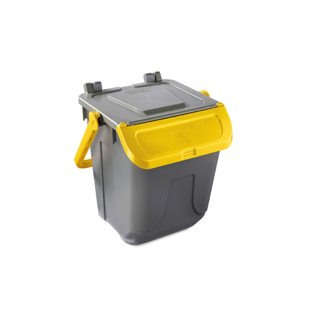 Poubelle avec couvercle basculant Corps gris - couvercle jaune - 25l - ECG-0025-080 - Linum