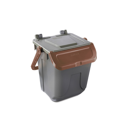 Poubelle avec couvercle basculant Corps gris - couvercle brun - 25l - ECG-0025-090 - Linum