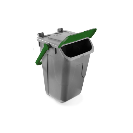Poubelle avec couvercle basculant Corps gris - couvercle vert - 35l - ECG-0035-040 - Linum