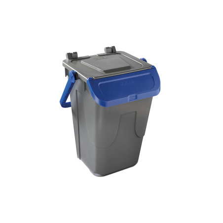 Poubelle avec couvercle basculant Corps gris - couvercle bleu - 35l - ECG-0035-060 - Linum
