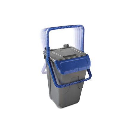 Poubelle avec couvercle basculant Corps gris - couvercle bleu - 35l - ECG-0035-060 - Linum