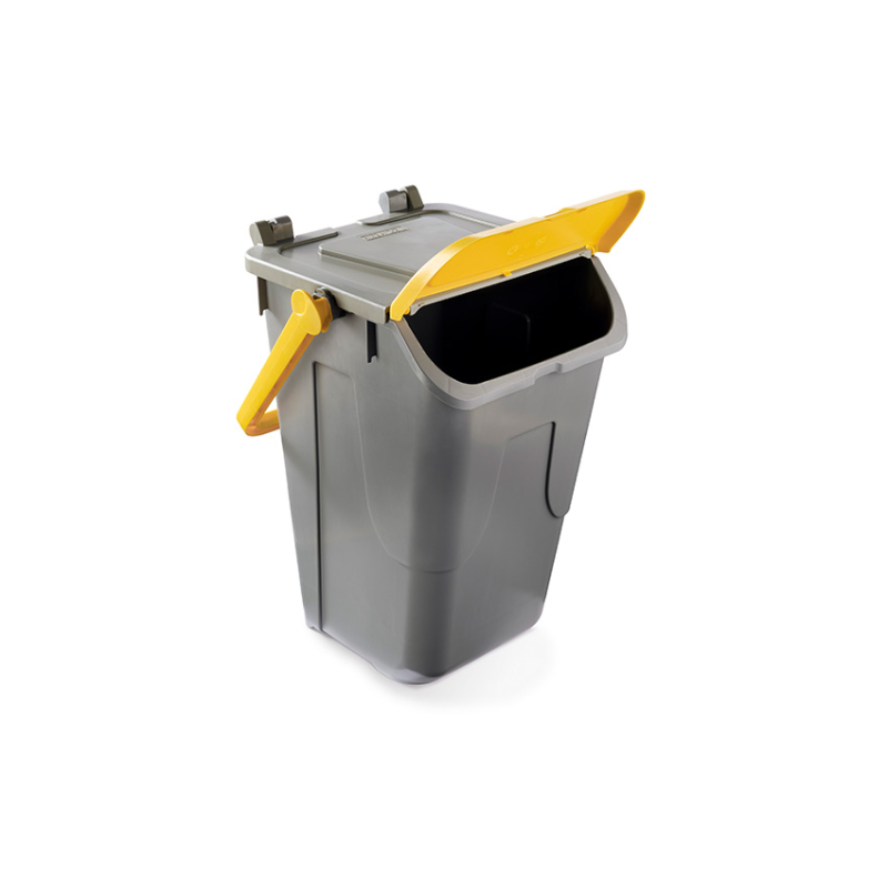 Poubelle avec couvercle basculant Corps gris - couvercle jaune - 35l - ECG-0035-080 - Linum