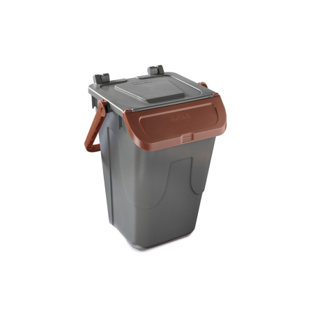 Poubelle avec couvercle basculant Corps gris - couvercle brun - 35l - ECG-0035-090 - Linum
