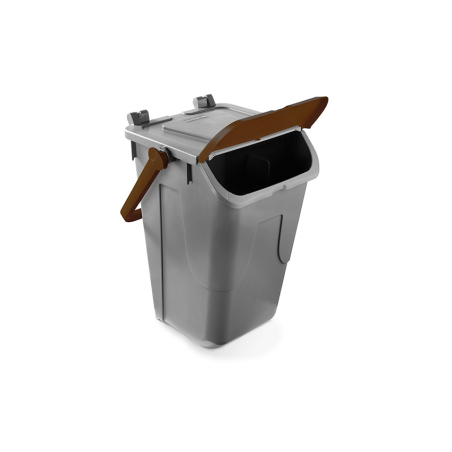 Poubelle avec couvercle basculant Corps gris - couvercle brun - 35l - ECG-0035-090 - Linum