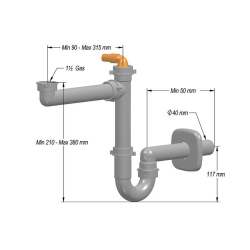 Siphon standard - diametre 40mm Pour cuve simple - SIF-1021-000 - Linum